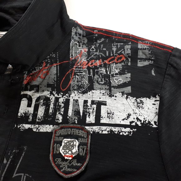 Project Raw Black Long Sleeve Graphic Printed Polo T-Shirt - Picture 8 of 16